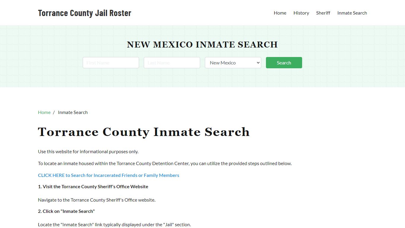 Torrance County, NM Detainee Lookup